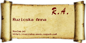 Ruzicska Anna névjegykártya